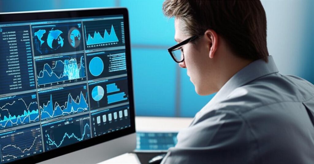 Biểu đồ dữ liệu phức tạp trên màn hình máy tính.