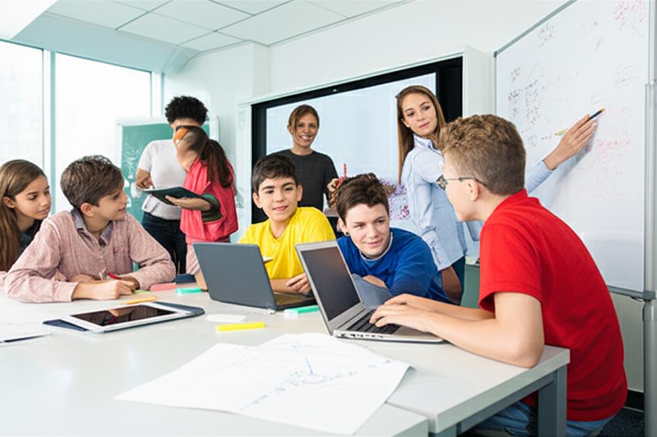 Kinh Nghiệm Giáo Dục Toàn Diện: Nâng Tầm Tư Duy và Kỹ Năng Cho Thế Hệ Tương Lai 1 Lớp học hiện đại với học sinh tham gia học tập dự án, thể hiện sự sáng tạo và hợp tác.