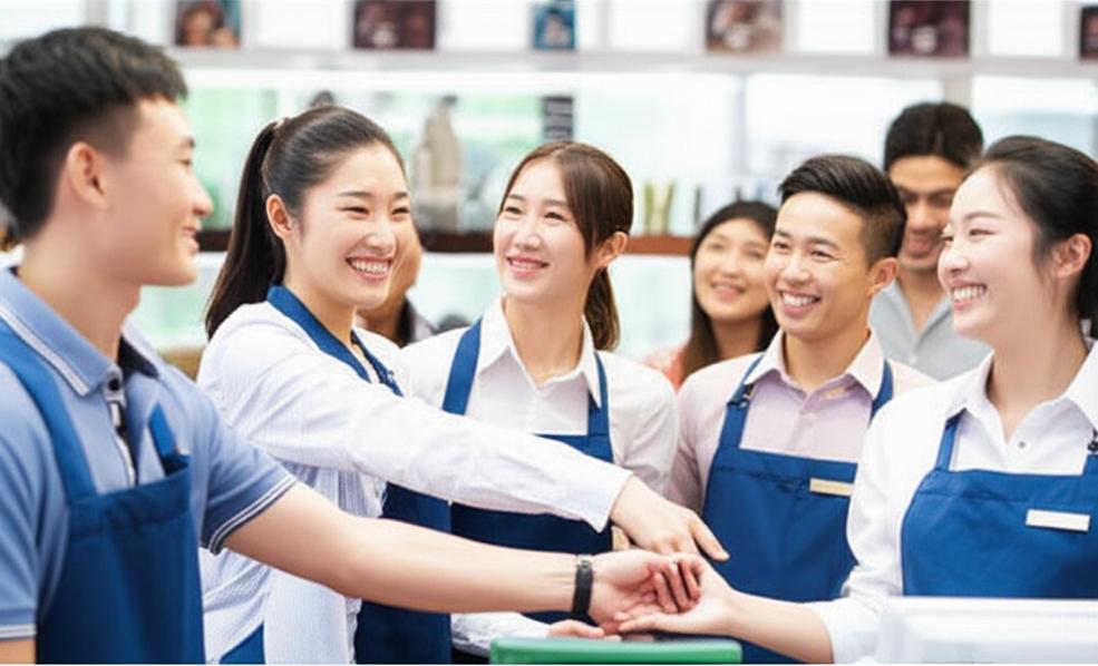 Bí quyết kiến tạo trải nghiệm khách hàng xuất sắc: Chìa khóa vàng cho mọi doanh nghiệp 2 Khách hàng và nhân viên tương tác tích cực tại cửa hàng.