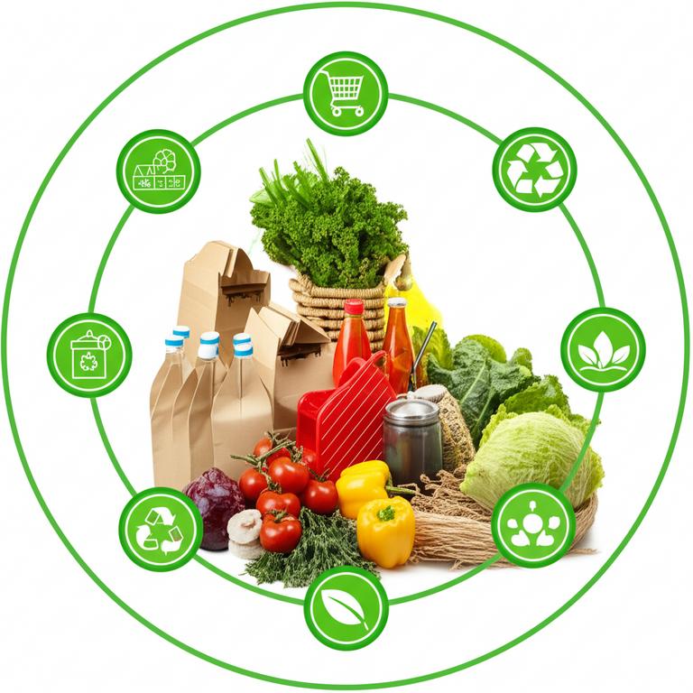 Kinh tế tuần hoàn trong bán lẻ: Chìa khóa cho sự phát triển bền vững và lợi nhuận 10 Minh họa kinh tế tuần hoàn trong bán lẻ với các vòng tròn tái chế và sản phẩm bền vững.