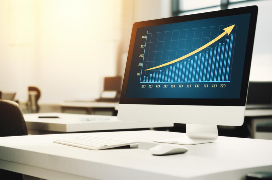 KPI Doanh Thu: Chìa Khóa Vàng Để Tăng Trưởng Bền Vững Cho Doanh Nghiệp 10 Biểu đồ tăng trưởng doanh thu và các chỉ số KPI trên màn hình máy tính.