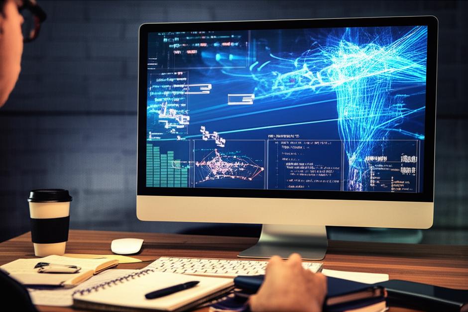 Lời Khuyên Học Máy: Chinh Phục Khoa Học Dữ Liệu Từ A Đến Z 6 Người làm việc với máy tính, màn hình hiển thị code và biểu đồ học máy.