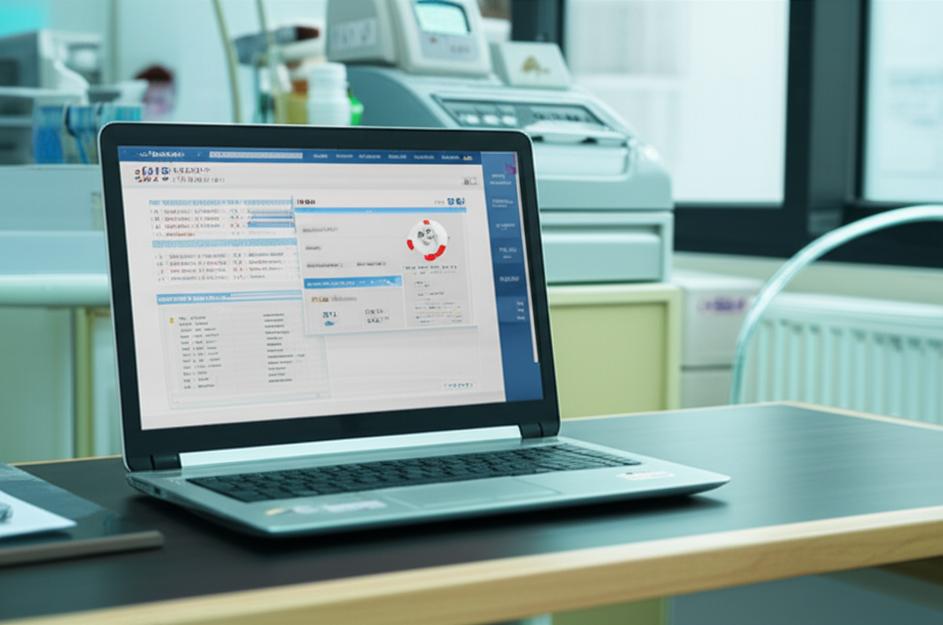 Giao diện phần mềm quản lý y tế offline trên máy tính tại phòng khám nhỏ.