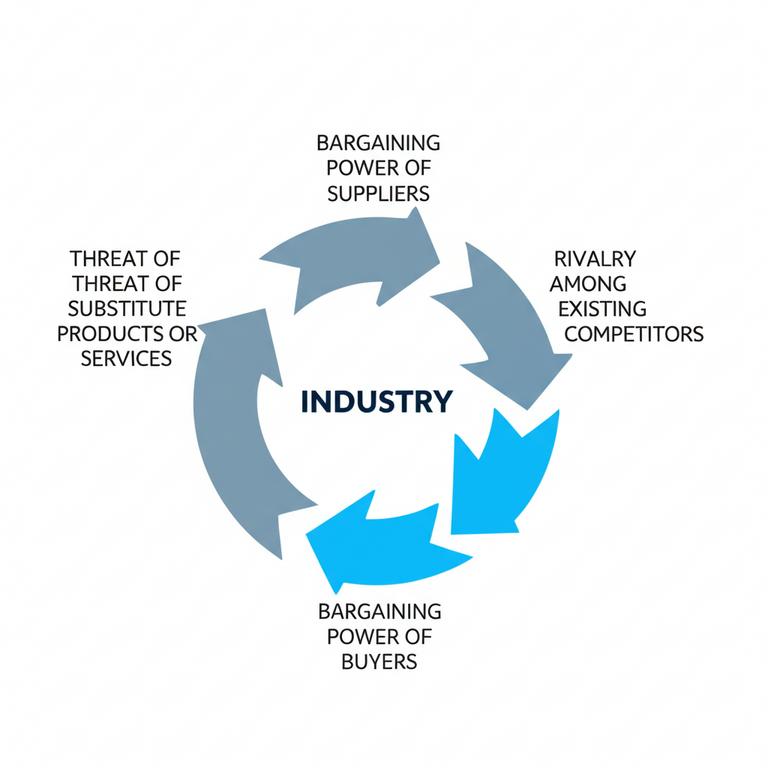 Biểu đồ minh họa mô hình 5 lực lượng Porter, thể hiện các yếu tố cạnh tranh trong một ngành.