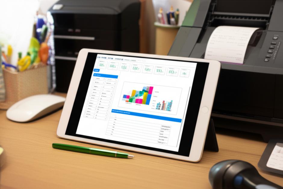 Giao diện phần mềm quản lý bán hàng Ebiz hoạt động offline trên máy tính bảng.