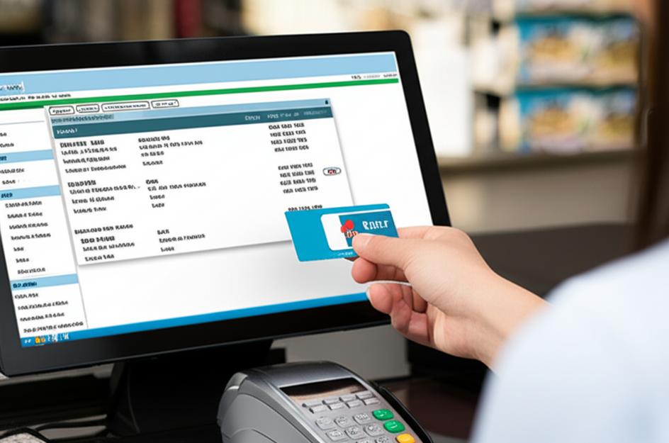 Nhân viên sử dụng phần mềm POS để xử lý thẻ quà tặng.