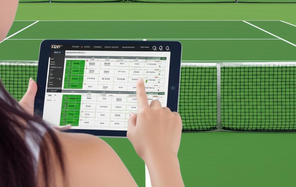 Giao diện phần mềm POS quản lý lịch đặt sân tennis trên máy tính bảng.