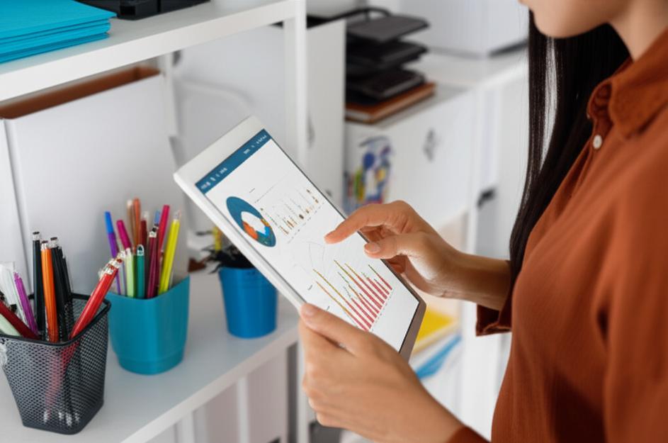 Quản lý kho văn phòng phẩm bằng máy tính bảng.