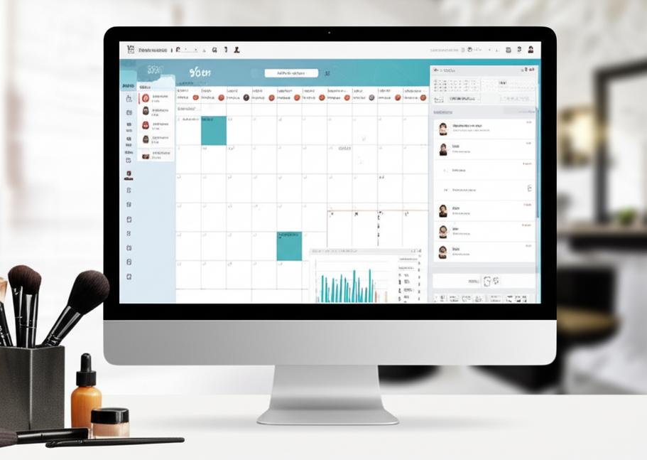 Giao diện phần mềm quản lý beauty salon trên máy tính với các chức năng chính.