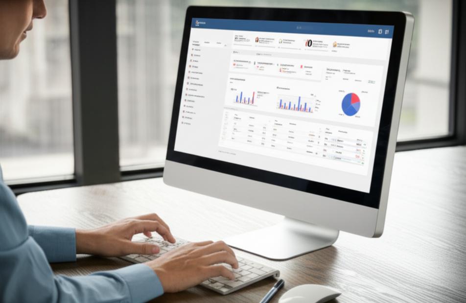 Giao diện phần mềm quản lý khách sạn với các tính năng CRM và marketing.