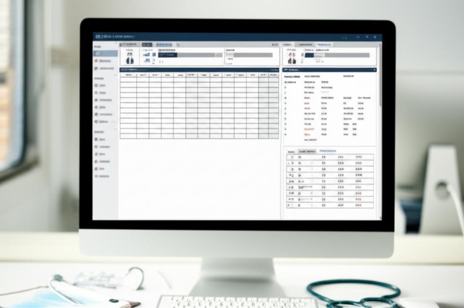 Giao diện phần mềm quản lý y tế hiển thị trên màn hình máy tính, thể hiện sự chuyên nghiệp và hiệu quả.