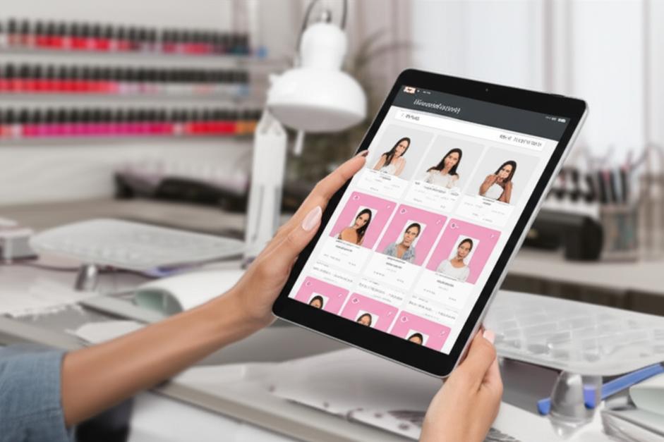 Giao diện phần mềm quản lý tiệm nail trên máy tính bảng.