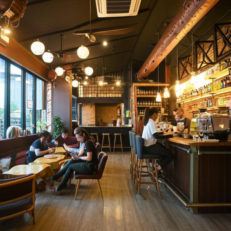 Không gian quán cafe [Tên Thành Phố] ấm cúng, thiết kế độc đáo, lý tưởng cho làm việc và thư giãn.