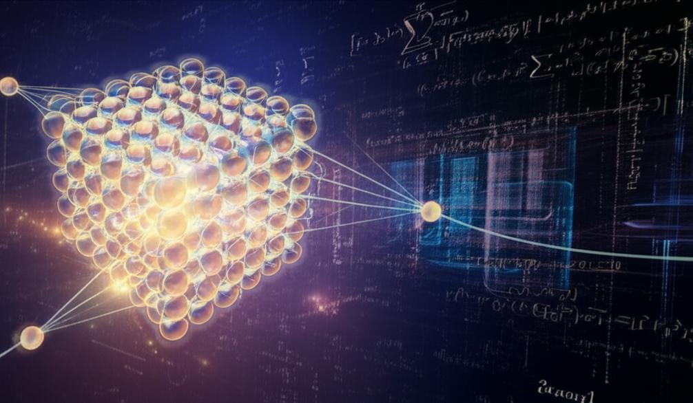 Hình ảnh trừu tượng về các qubit phát sáng, kết nối với nhau, tượng trưng cho sức mạnh tính toán lượng tử.