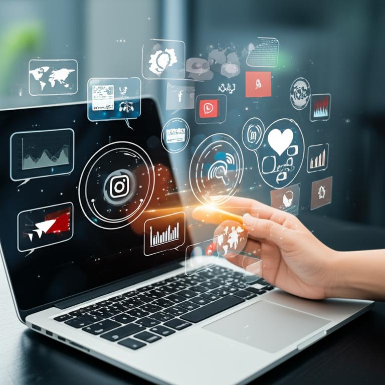 Social media marketing strategy visualization with Vietnamese business elements.