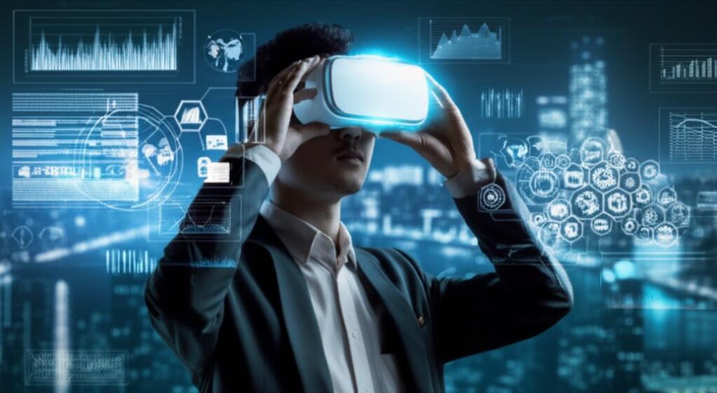 Khám Phá Thế Giới Thực Tế Ảo: Công Nghệ Định Hình Tương Lai 7 Người dùng trải nghiệm thế giới ảo qua kính VR.