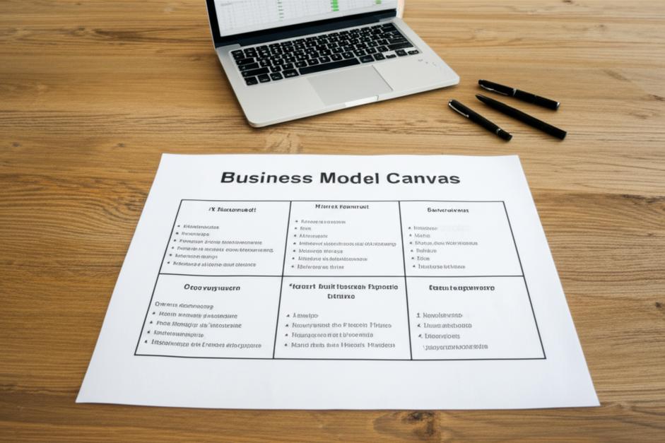 Sơ đồ Business Model Canvas thể hiện kế hoạch chiến lược kinh doanh.