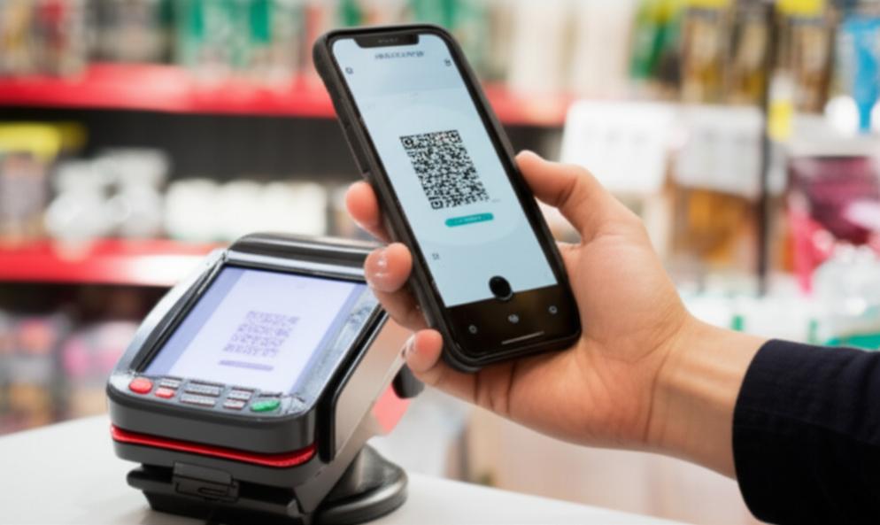 Người dùng thanh toán không tiền mặt bằng điện thoại.