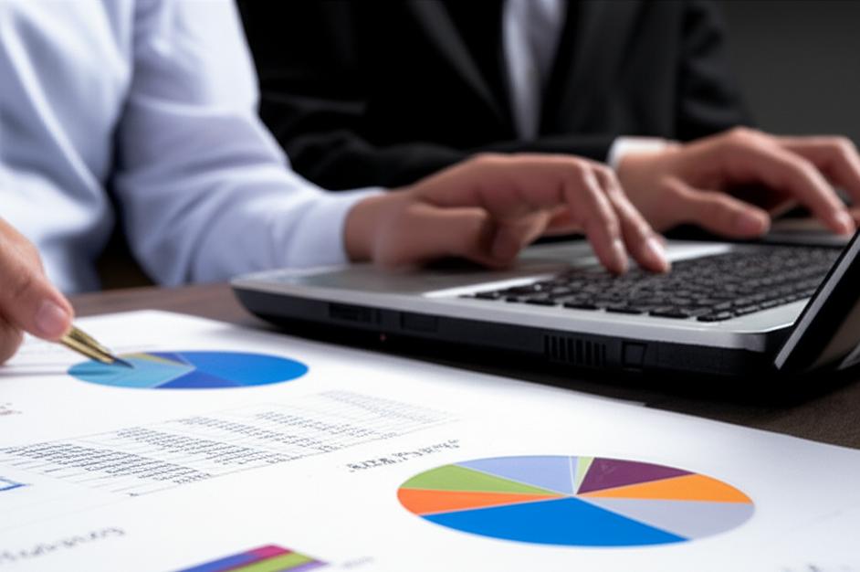 Biểu đồ và bảng số liệu thể hiện tình hình bán hàng, người phân tích dữ liệu.