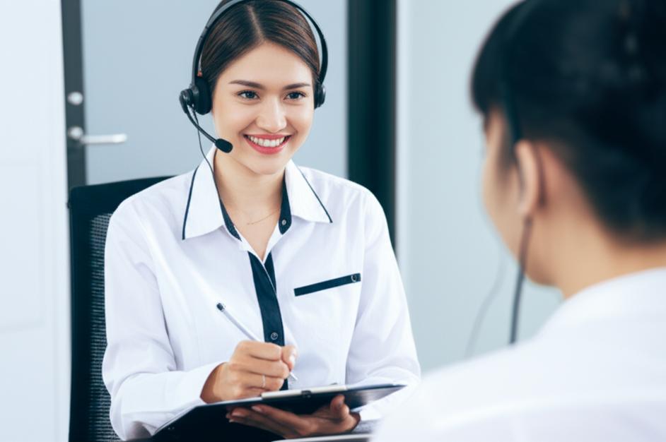 Nhân viên tư vấn lắng nghe khách hàng với thái độ chuyên nghiệp.