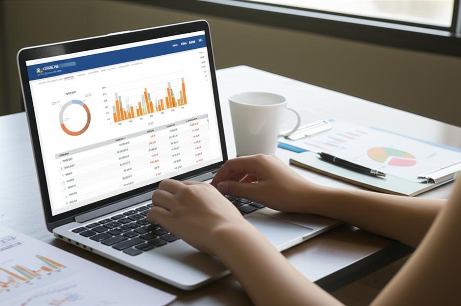 Giao diện phần mềm kế toán trên máy tính xách tay.