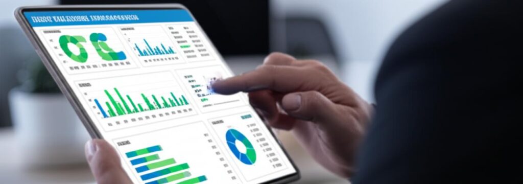 Giao diện ứng dụng quản lý công nợ hiện đại hiển thị biểu đồ và số liệu chi tiết.