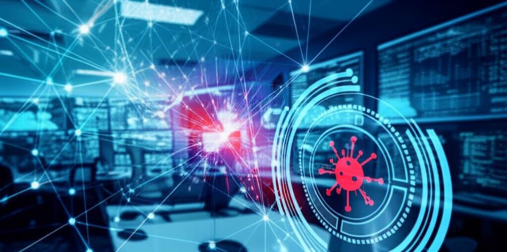 Trung tâm điều hành an ninh mạng với AI phát hiện mã độc.