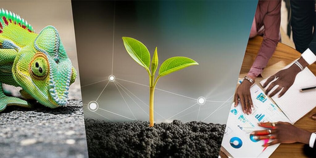 Sự thích ứng kinh doanh: linh hoạt, phát triển, công nghệ và con người.