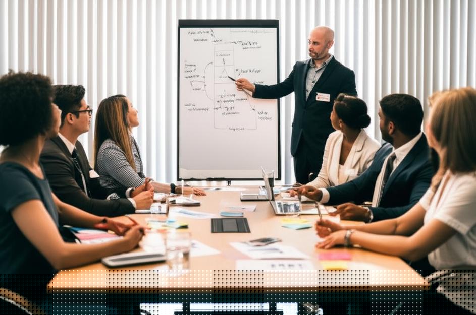 Nhân viên thảo luận về báo cáo ESG trong văn phòng hiện đại.