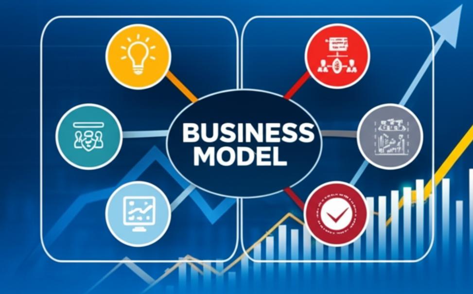 Infographic về chiến lược mô hình kinh doanh và sự phát triển.