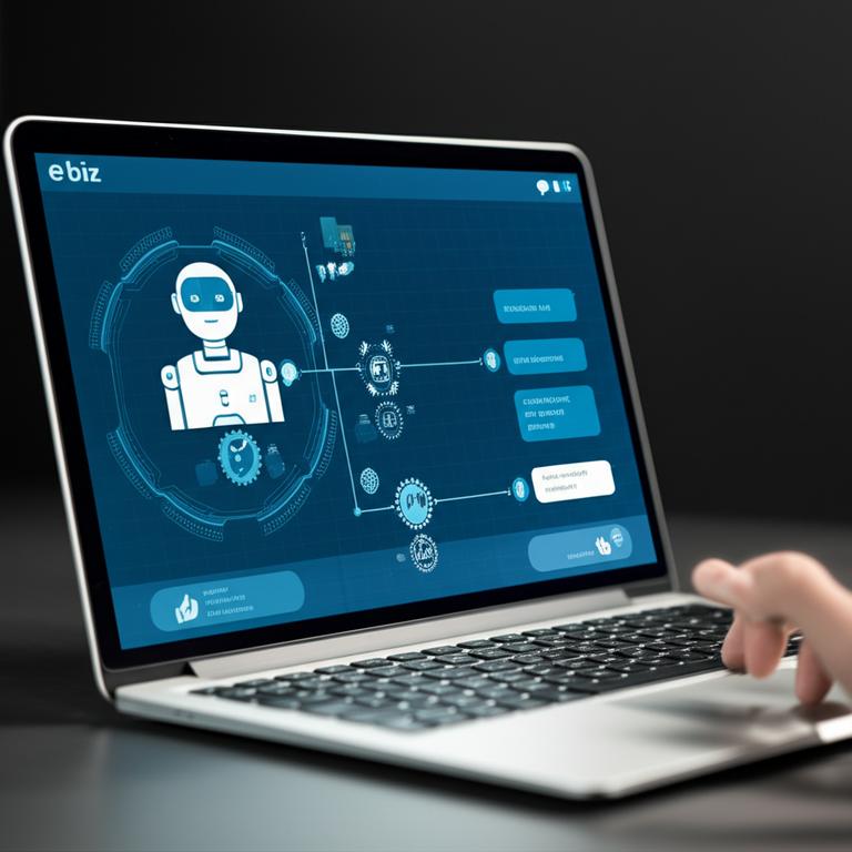 Giao diện chatbot AI tương tác với doanh nghiệp, thể hiện công nghệ AI và tăng trưởng kinh doanh.