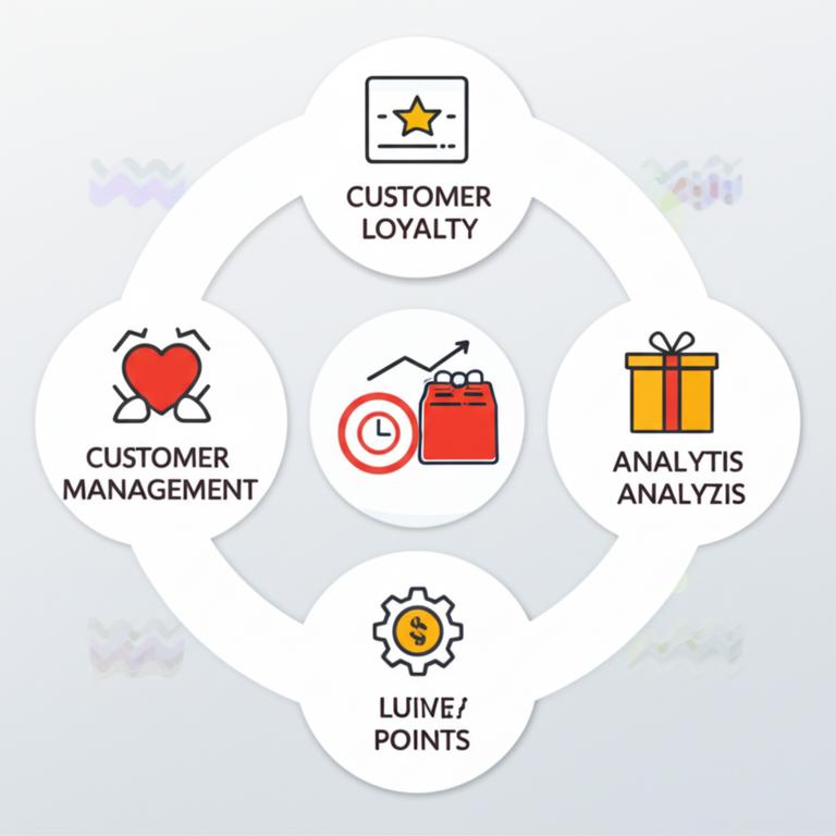 Infographic detailing customer reward point management, showing accumulation, redemption, and growth.