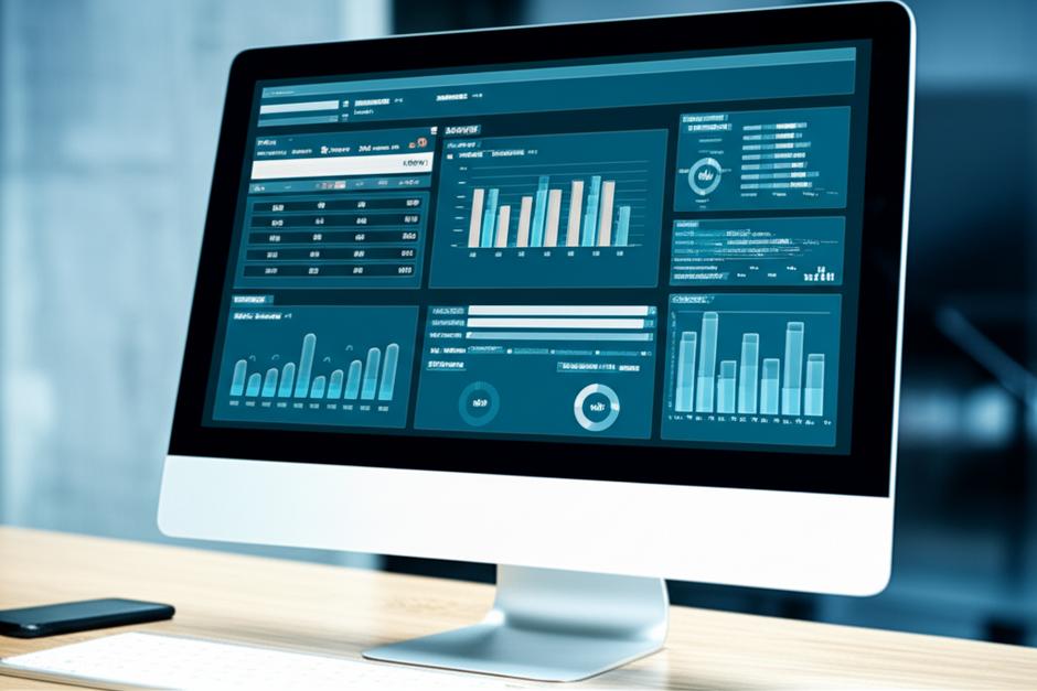 Bảng điều khiển KPI kinh doanh hiển thị biểu đồ và dữ liệu.