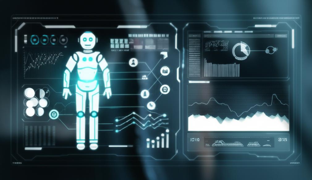 Giao diện chatbot AI hiện đại trên màn hình kinh doanh.