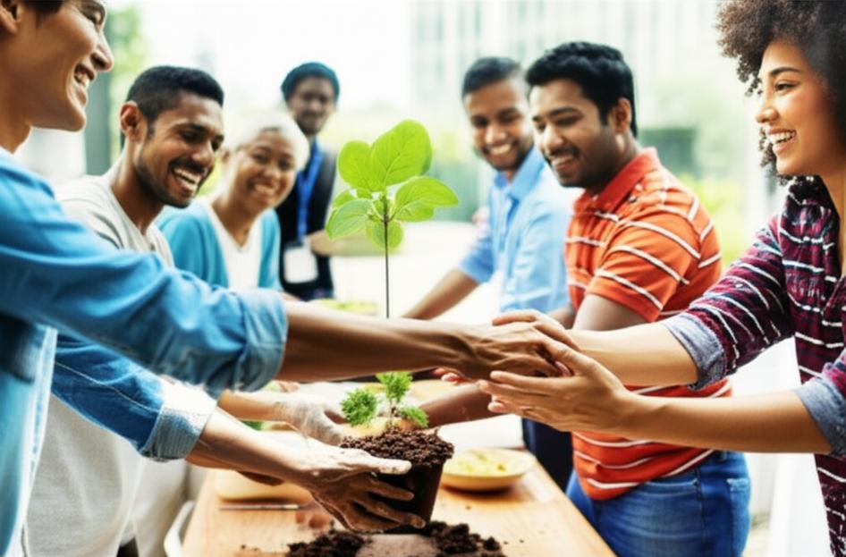 Hình ảnh minh họa sự lan tỏa yêu thương qua các hành động tử tế và kết nối cộng đồng.
