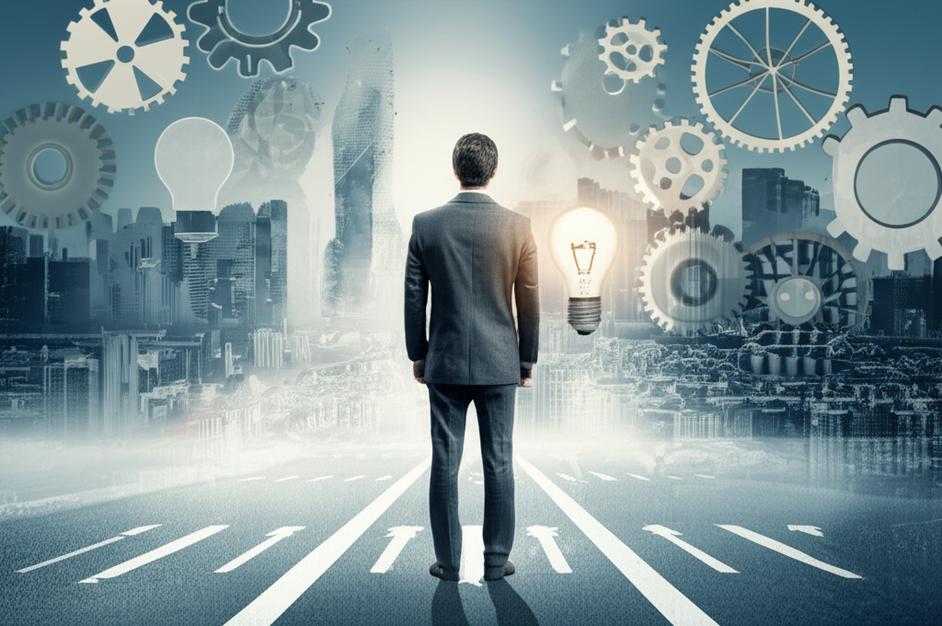 Tư Duy Quản Lý: Chìa Khóa Thành Công Bền Vững Cho Nhà Lãnh Đạo 10 Người quản lý đưa ra quyết định chiến lược tại ngã ba đường, tượng trưng cho tư duy hệ thống và đổi mới.