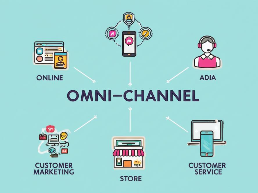 Hình ảnh thể hiện sự kết nối liền mạch giữa các kênh bán hàng trực tuyến và ngoại tuyến trong chiến lược Omni-channel.