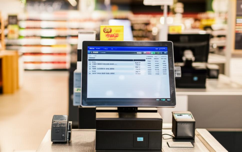 Quầy thu ngân siêu thị với phần mềm bán hàng offline