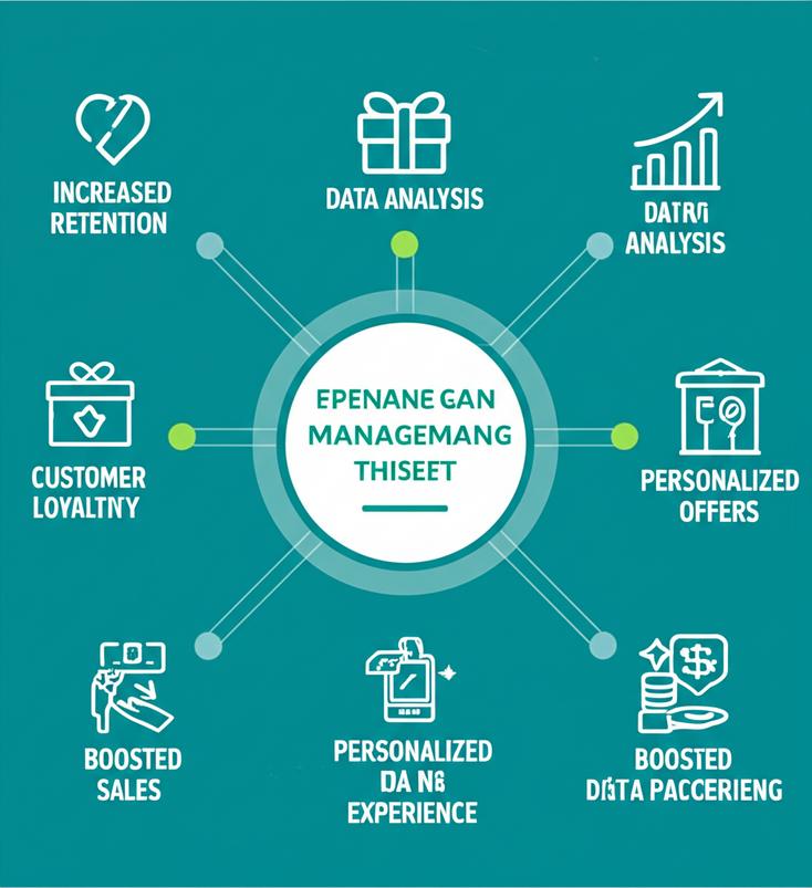 Phần Mềm Quản Lý Chương Trình Khách Hàng Thân Thiết: Bí Quyết Giữ Chân Khách Hàng Hiệu Quả 8 Infographic về lợi ích và chức năng của phần mềm quản lý khách hàng thân thiết.