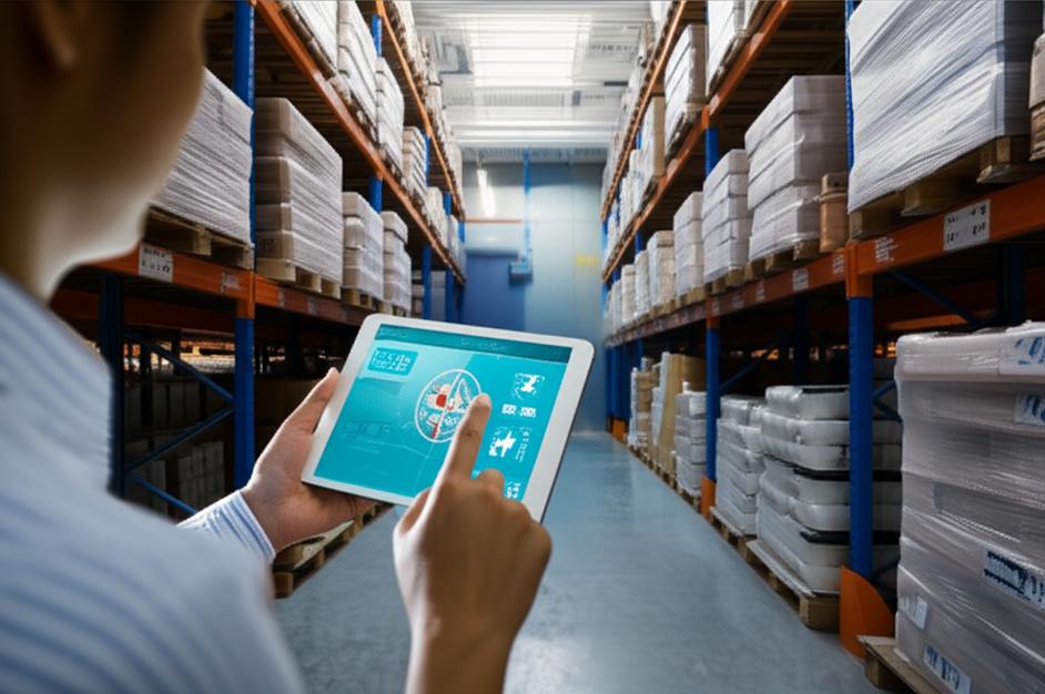 Giao diện phần mềm quản lý kho chuyên nghiệp hiển thị đa đơn vị tính trên máy tính bảng tại kho hàng.