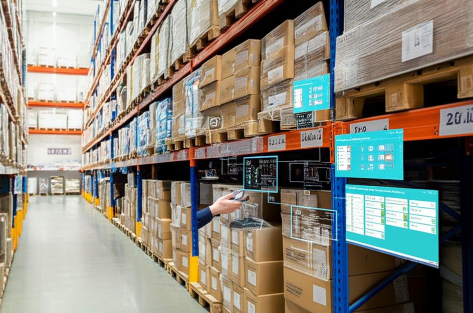 Giải Pháp Tối Ưu Quản Lý Kho Hàng Theo Hạn Sử Dụng: Bí Quyết Giảm Lãng Phí 8 Kho hàng hiện đại với hệ thống quản lý tồn kho bằng phần mềm Ebiz, hiển thị dữ liệu và cảnh báo hạn sử dụng.