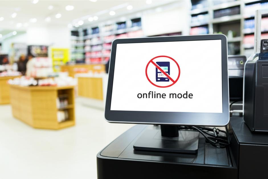 Hệ thống POS hoạt động ổn định ở chế độ ngoại tuyến trong một cửa hàng bán lẻ hiện đại.