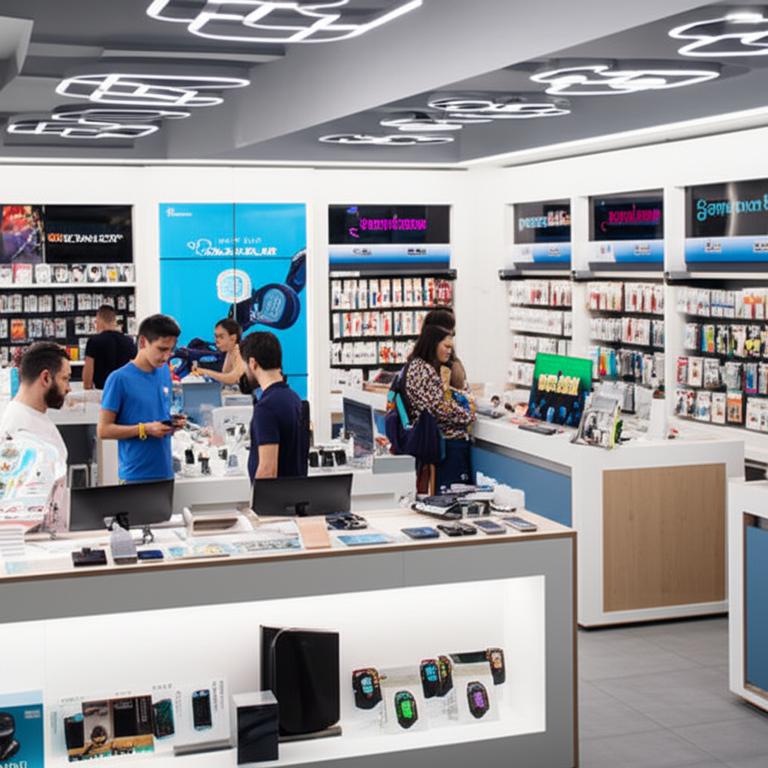 Nội thất cửa hàng đồ công nghệ hiện đại.