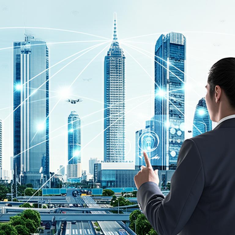 Thành phố tương lai với mạng lưới 5G kết nối.