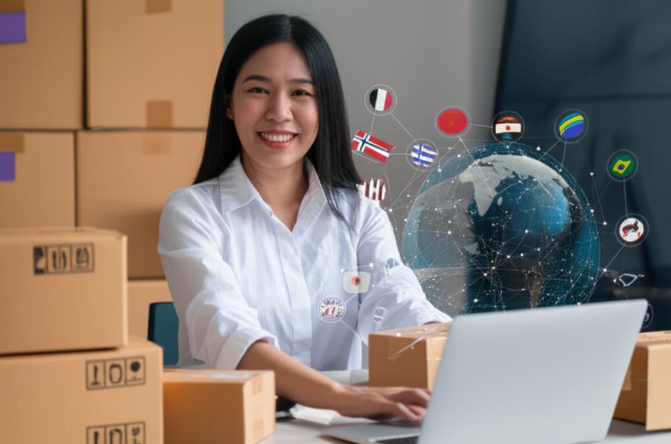 Vietnamese entrepreneur embracing global e-commerce growth.