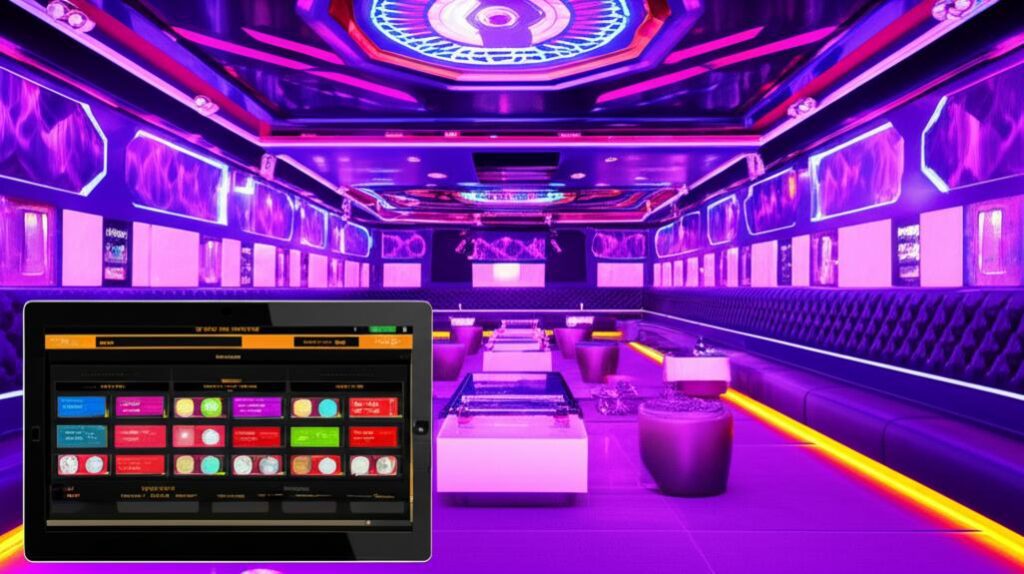 Phòng karaoke hiện đại với phần mềm quản lý trên máy tính bảng.