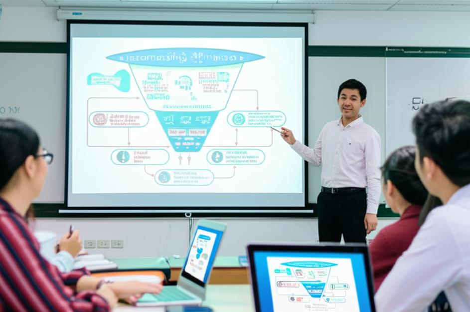 Lớp học Digital Marketing hiện đại với giảng viên và học viên.