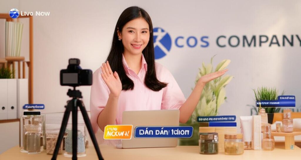 Buổi livestream bán hàng năng động, chuyên nghiệp với sản phẩm hấp dẫn.