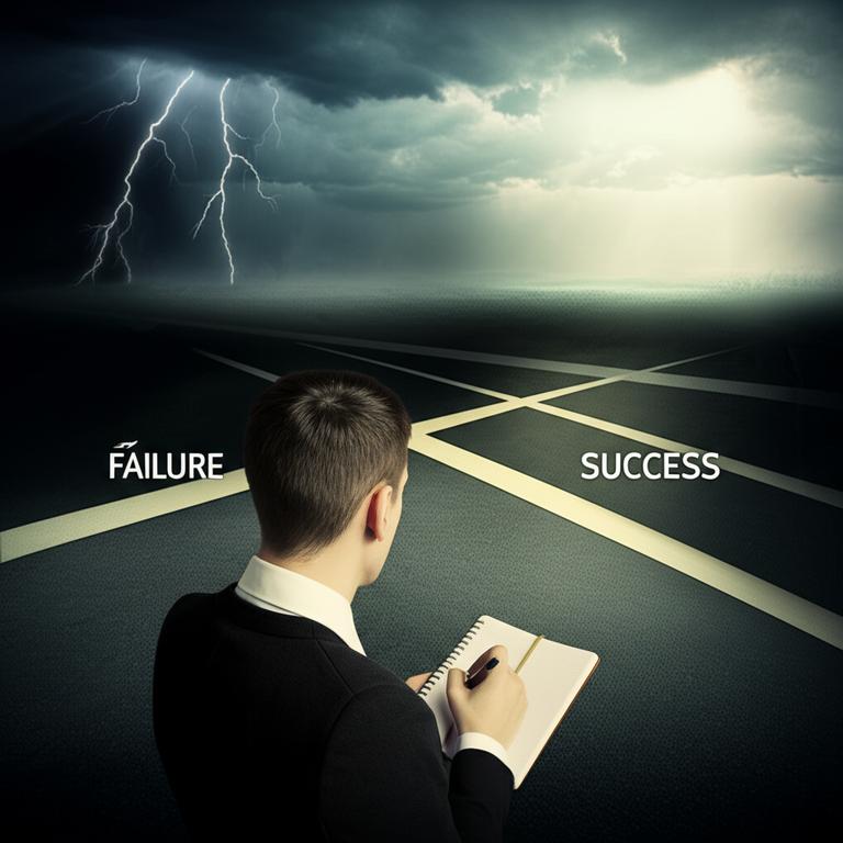 Bí Kíp Vượt Qua Thất Bại: Lời Khuyên Từ Chuyên Gia Để Thành Công Bền Vững 7 Người đứng giữa con đường thất bại và thành công, chọn hướng đi đến thành công.
