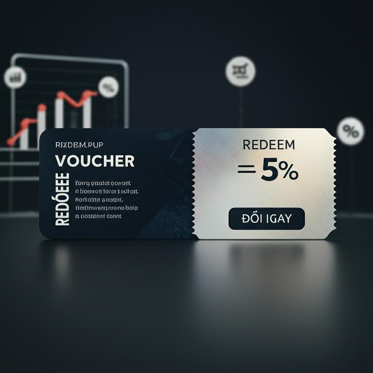 Phiếu quà tặng kỹ thuật số hiện đại kèm các biểu tượng kinh doanh.